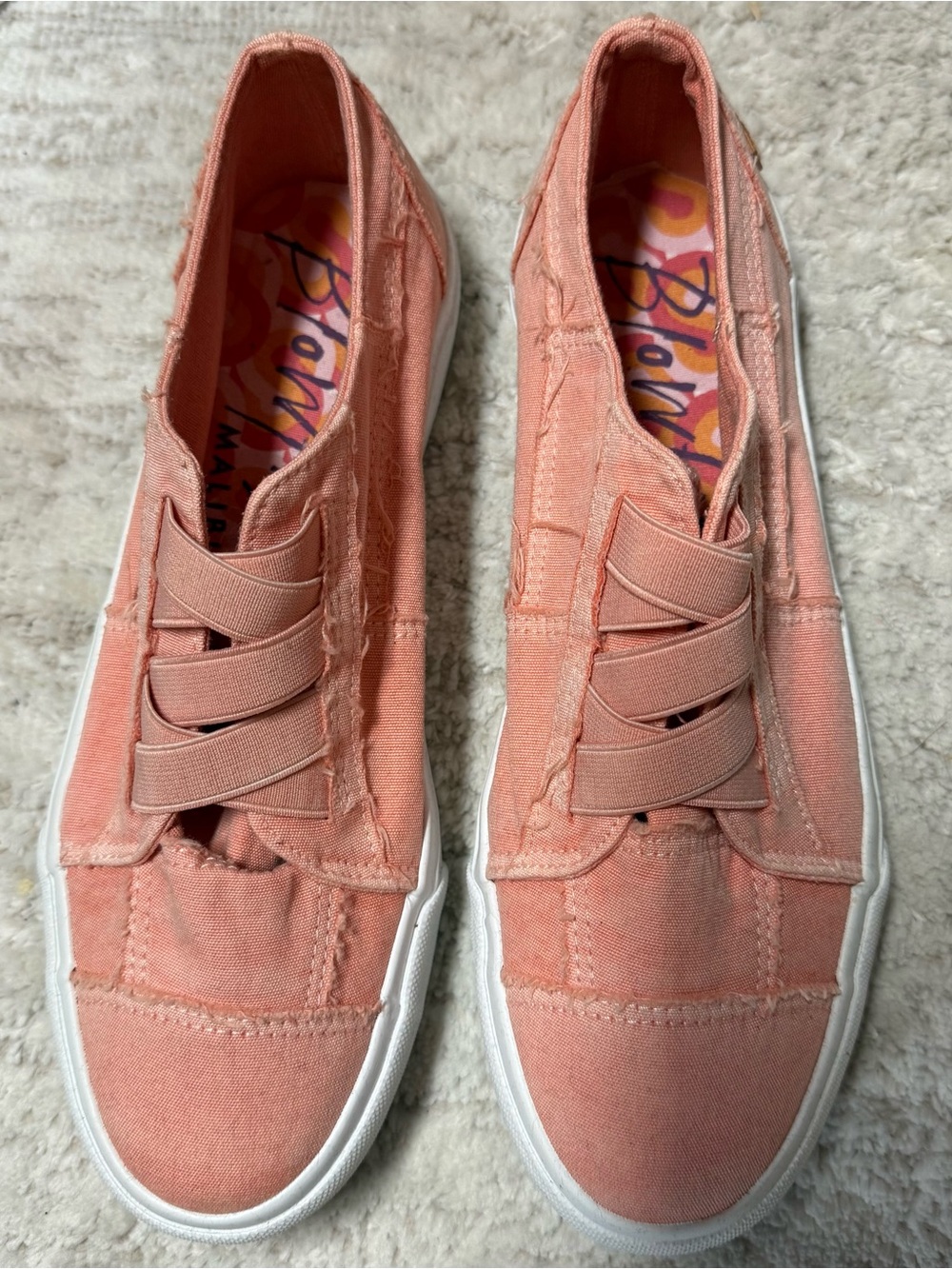 NEW! Blowfish Coral Pink Slip-On Canvas Sneakers, Size 9!